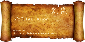 Kállai Hunor névjegykártya